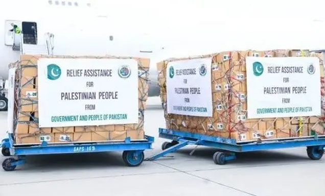 Read more about the article پاکستان کی جانب سے غزہ کیلئے امدادی سامان کی دوسری کھیپ روانہ