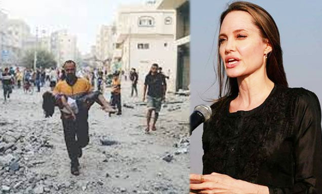 Read more about the article عالمی رہنما غزہ پر اسرائیلی بمباری کے جرم میں شریک ہیں، انجلینا جولی